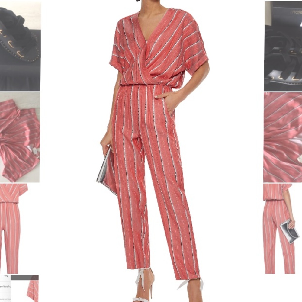 MAJE Pandora Wrap-effect Stripped Gauze Jumpsuit